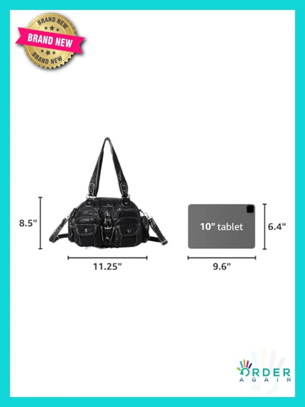 Faux Leather Hobo Crossbody Bag with Removable Strap Soft Multipocket